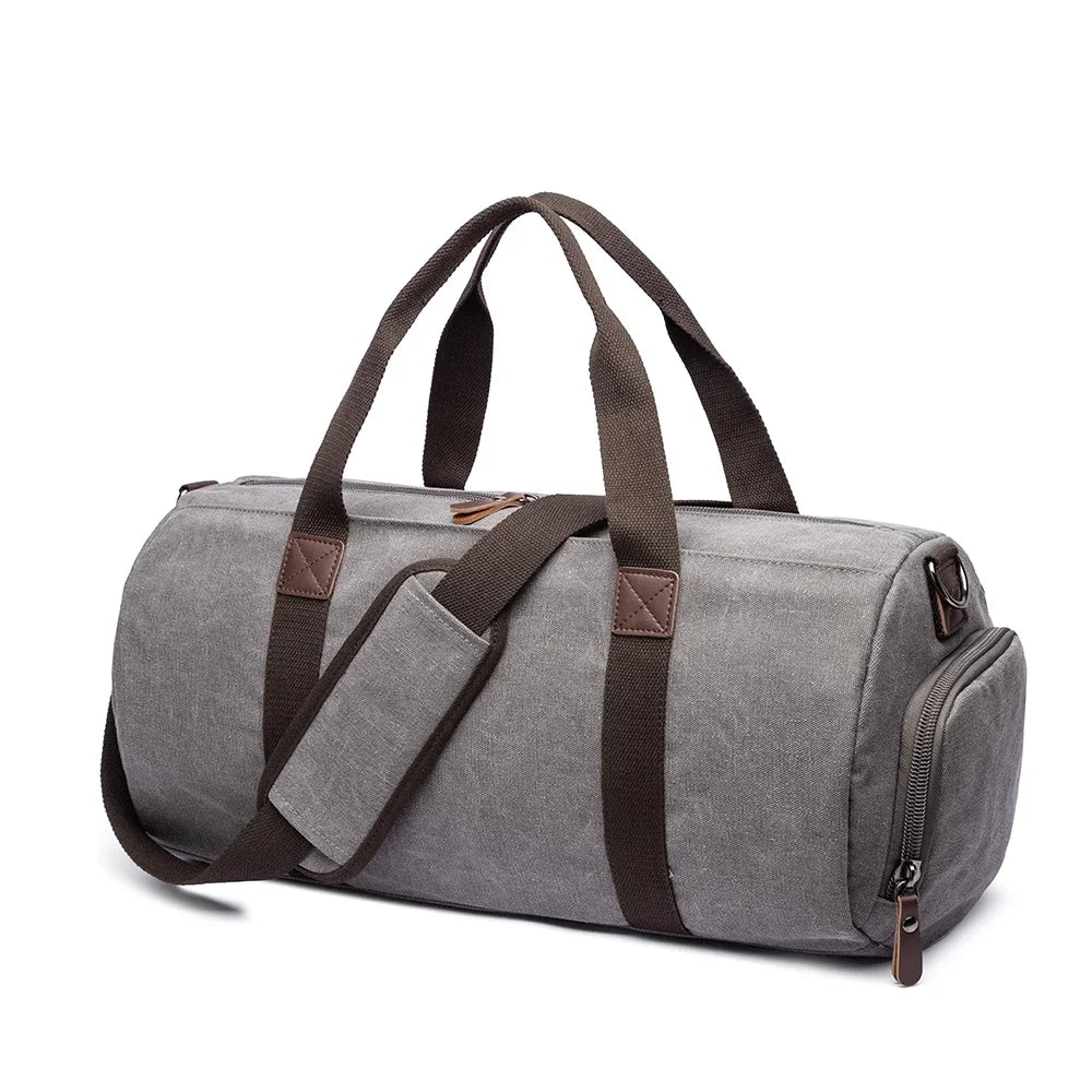 Sac de voyage cylindrique en toile gris