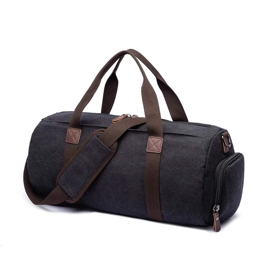 Sac de voyage cylindrique en toile noir