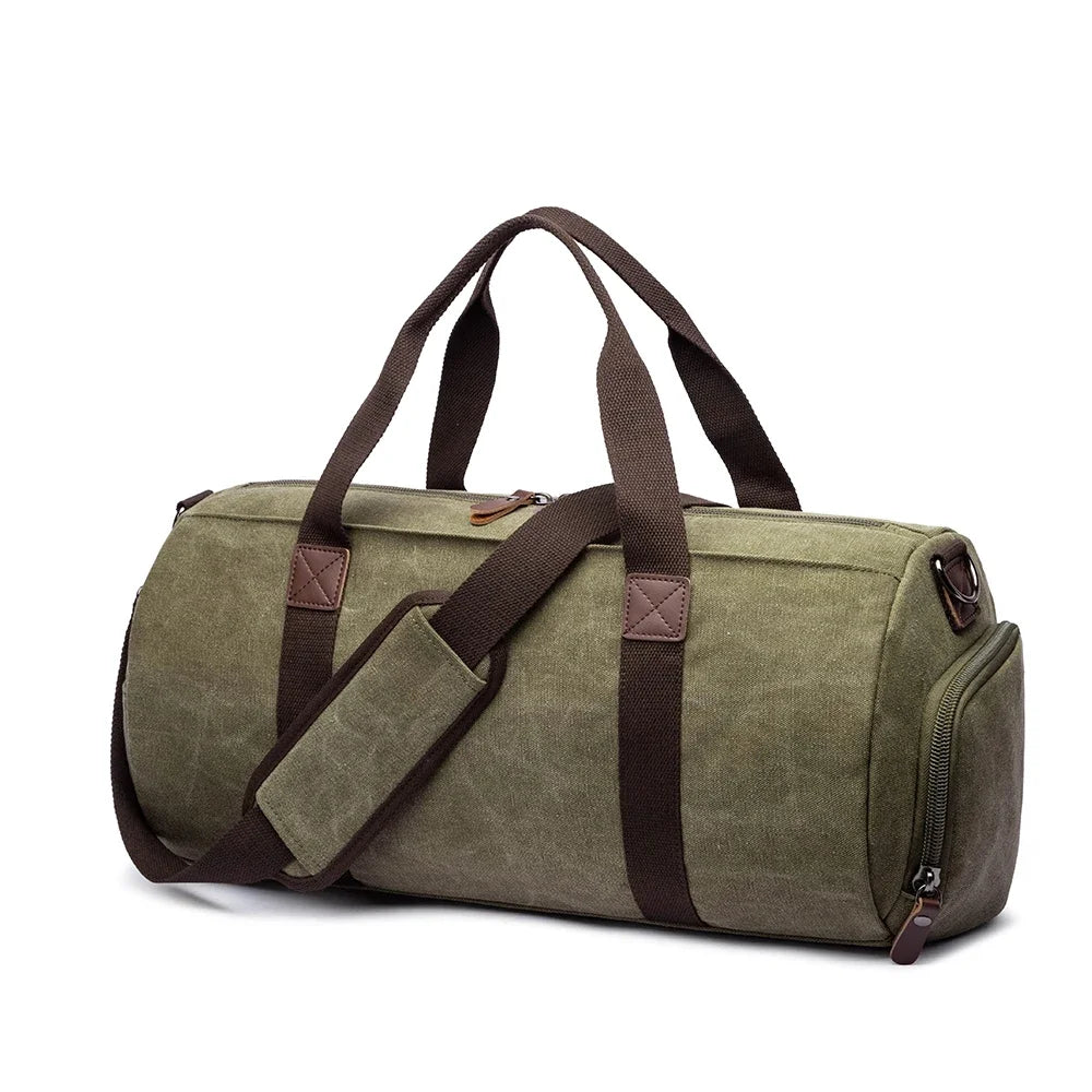 Sac de voyage cylindrique en toile vert