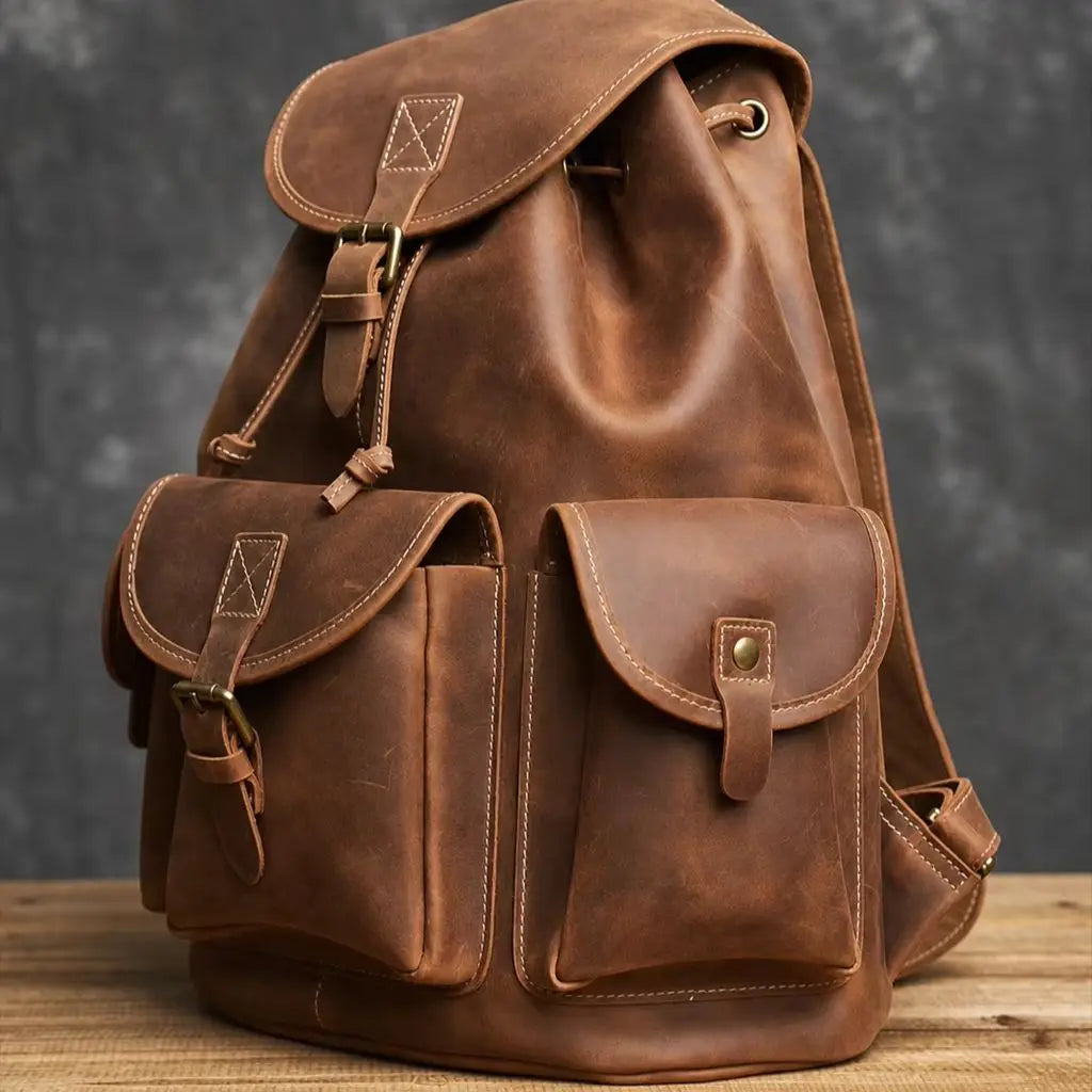 Sac de voyage à dos en cuir de vache