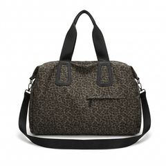 Sac de voyage en coton léopard marron