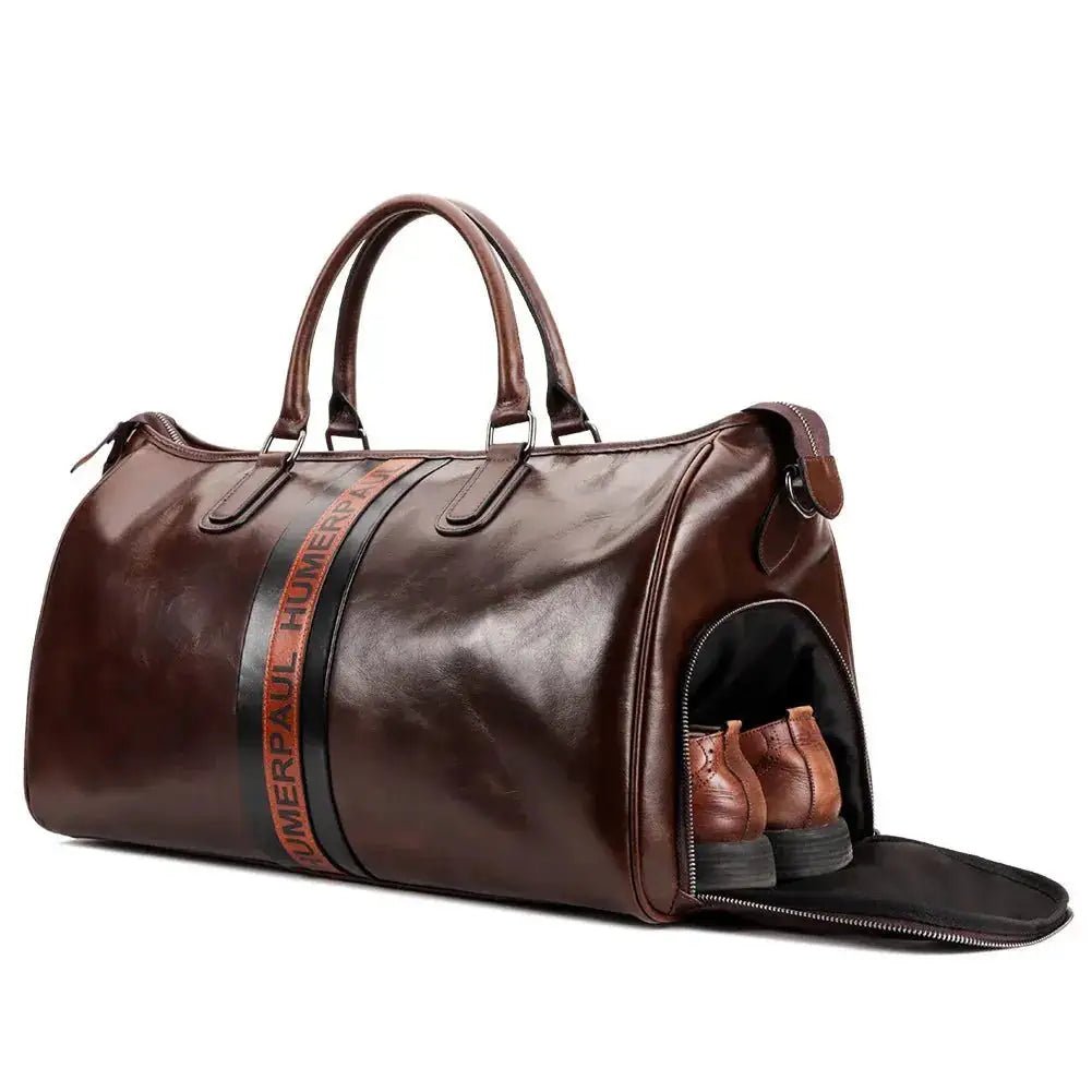 Sac de voyage en cuir lisse marron