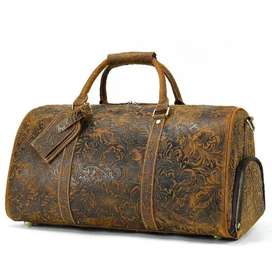 Sac de voyage en cuir vieili