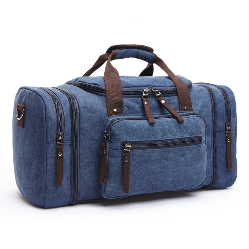 Sac de voyage en toile grande capacité bleu