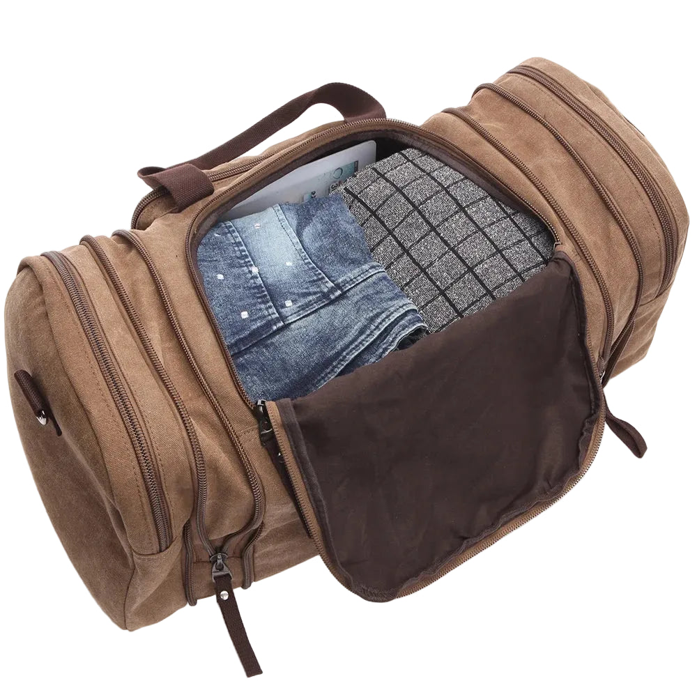 Sac de voyage en toile grande capacité café