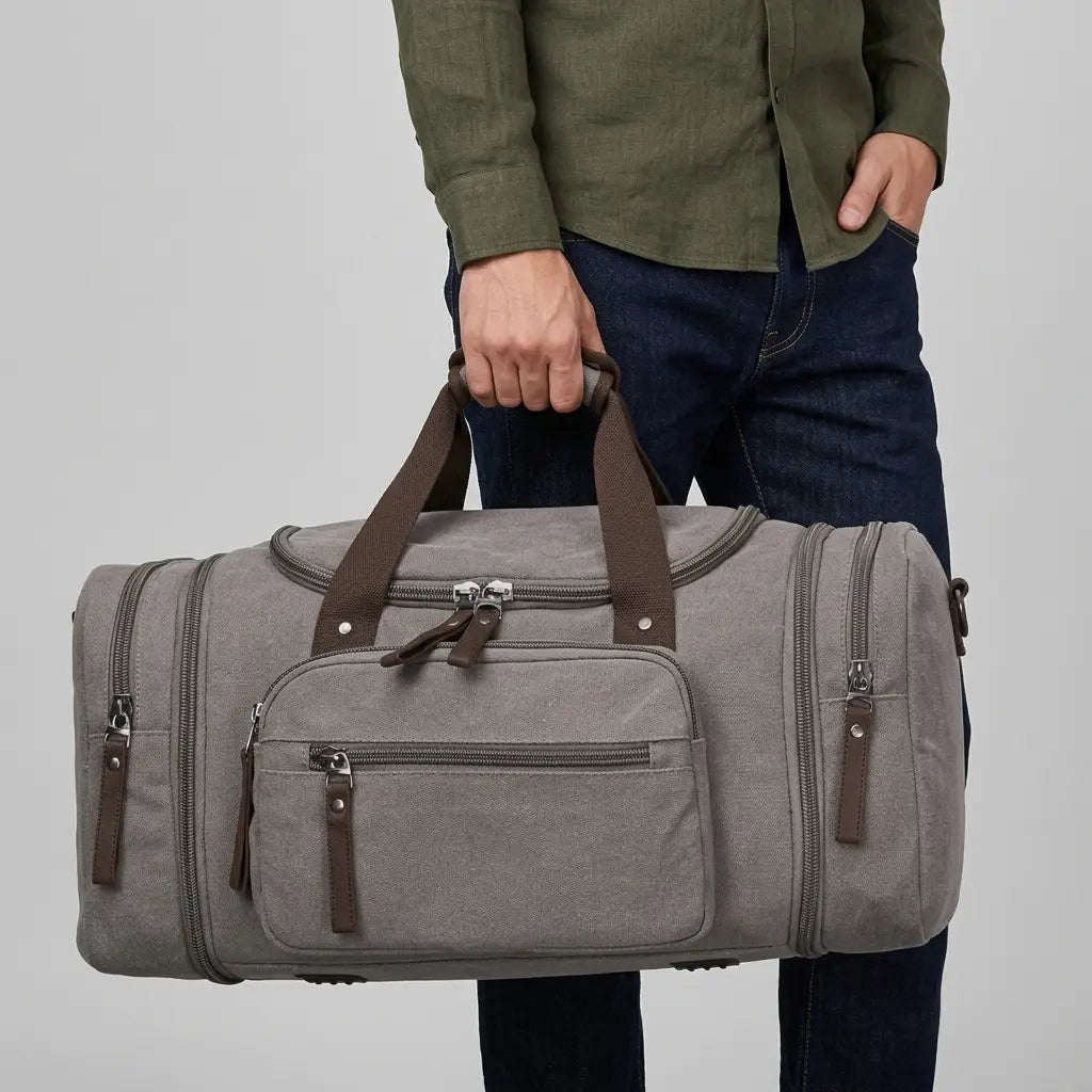 Sac de voyage en toile grande capacité gris