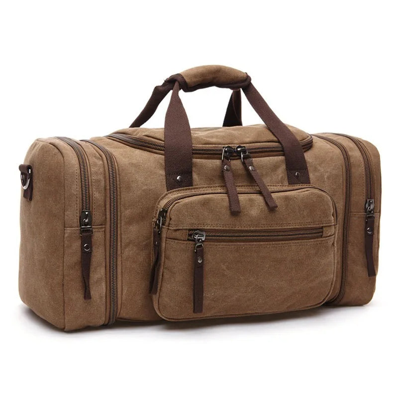 Sac de voyage en toile grande capacité marron