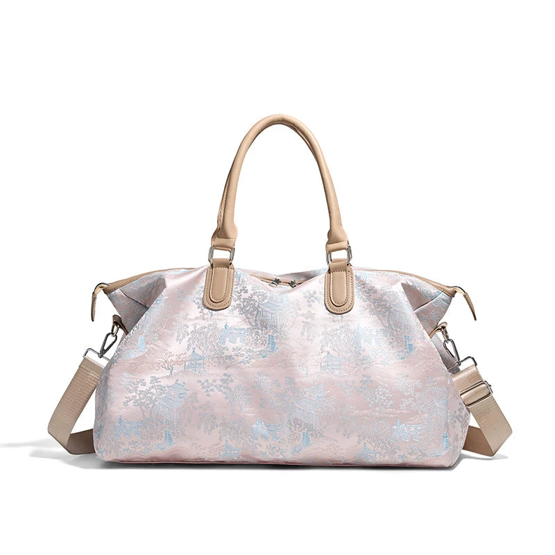 Sac de voyage femme à motif fleuri rose