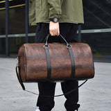 Sac de voyage grande capacité aspect cuir marron