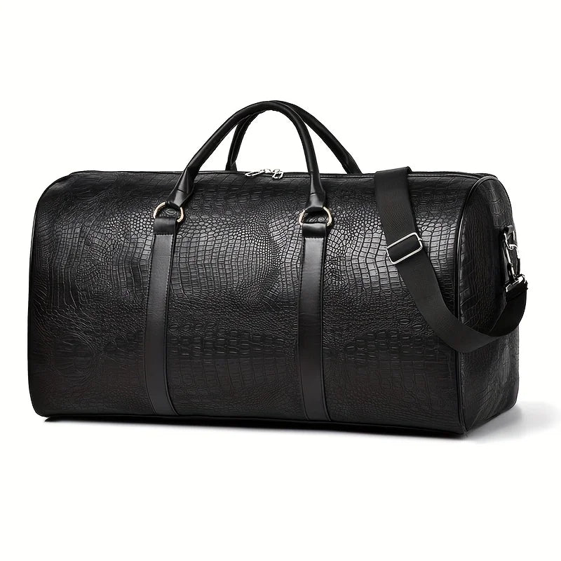 Sac de voyage grande capacité aspect cuir noir