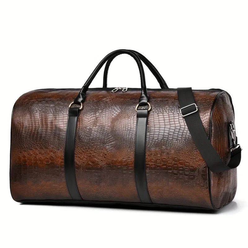 Sac de voyage grande capacité aspect cuir texturé