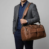 Sac de voyage homme en cuir véritable marron