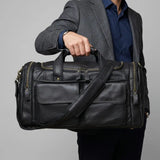 Sac de voyage homme en cuir véritable noir