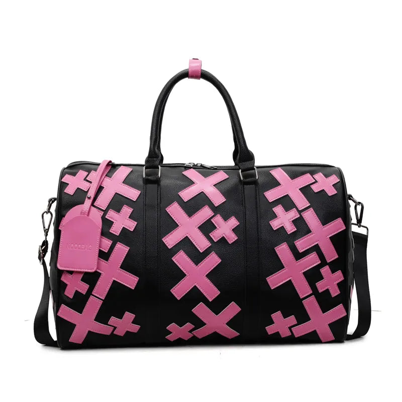 Sac de voyage à motifs croix rose