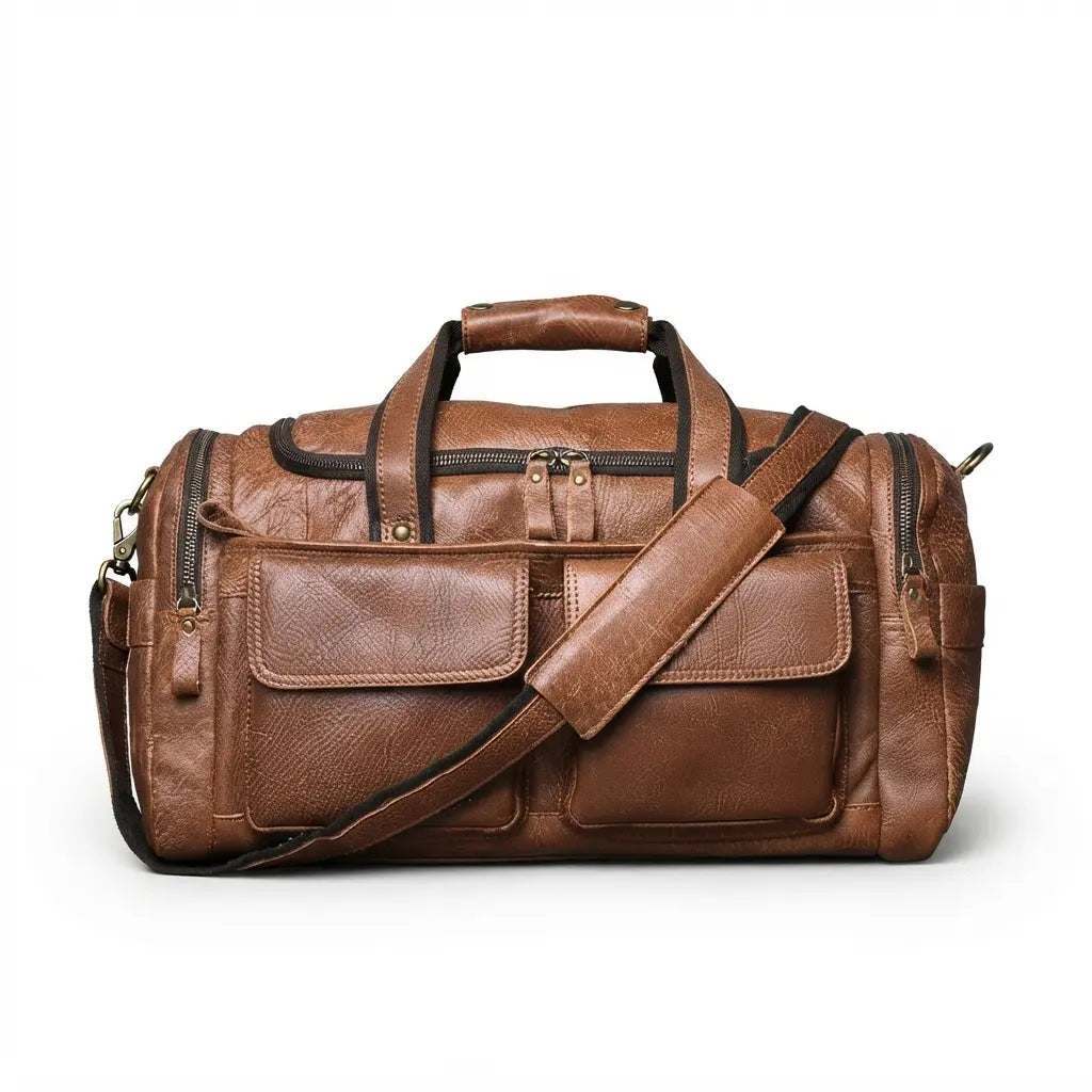 Sac de voyage multi-poches en cuir