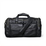 Sac de voyage multi-poches en cuir noir