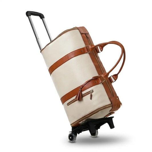 Sac de voyage à roulettes en cuir femme