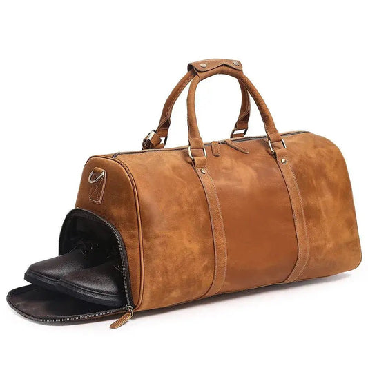 Sac de voyage tendance en cuir beige