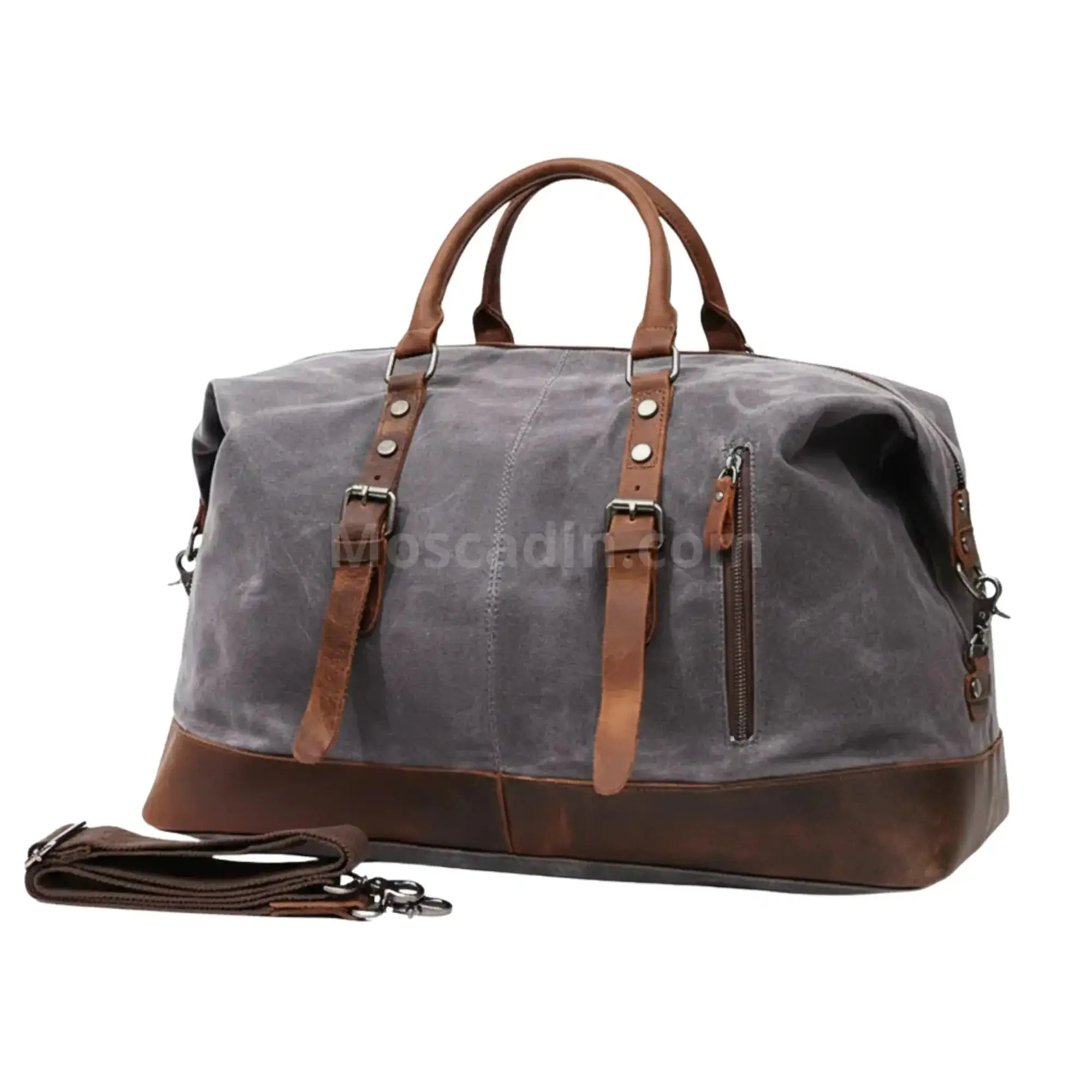 Sac de voyage toile et cuir gris