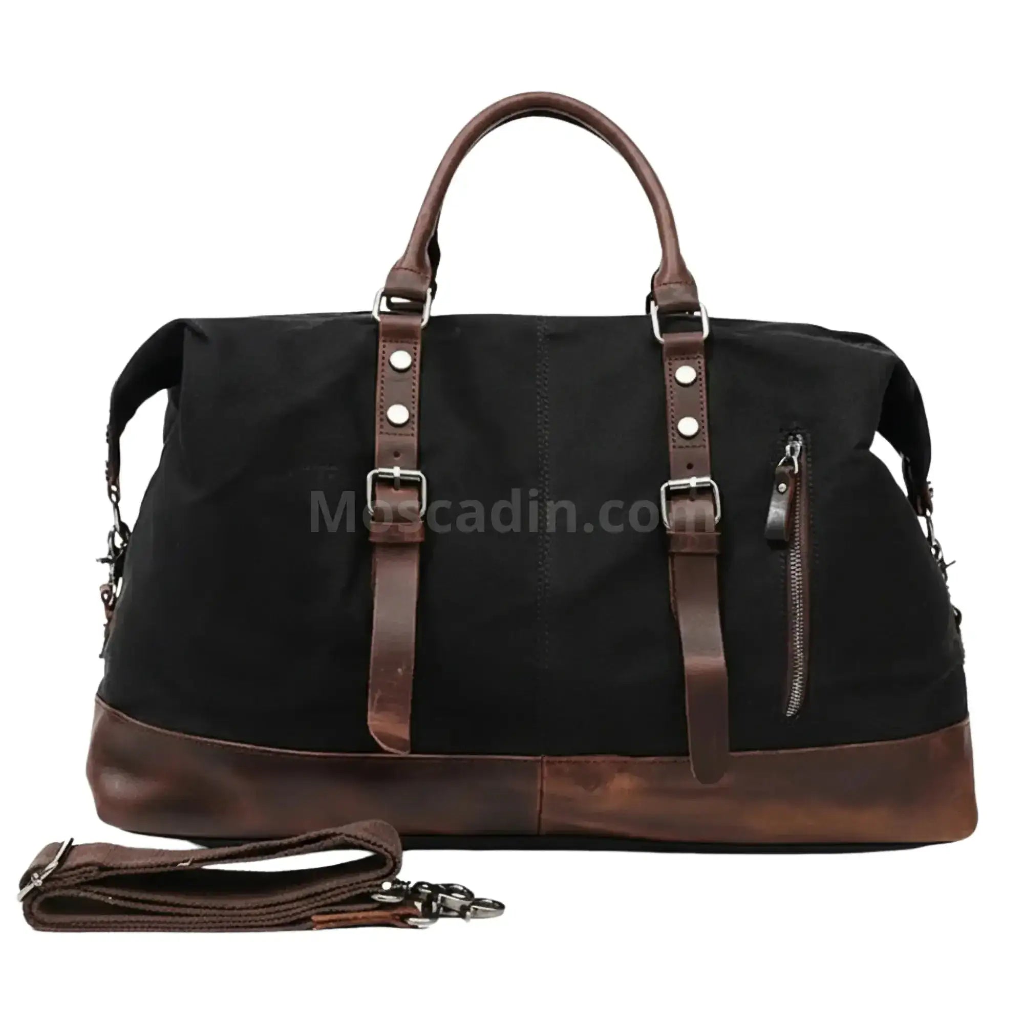 Sac de voyage toile et cuir noir