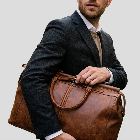 Sac de voyage week-end aspect cuir marron