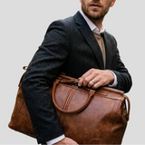 Sac de voyage week-end aspect cuir marron