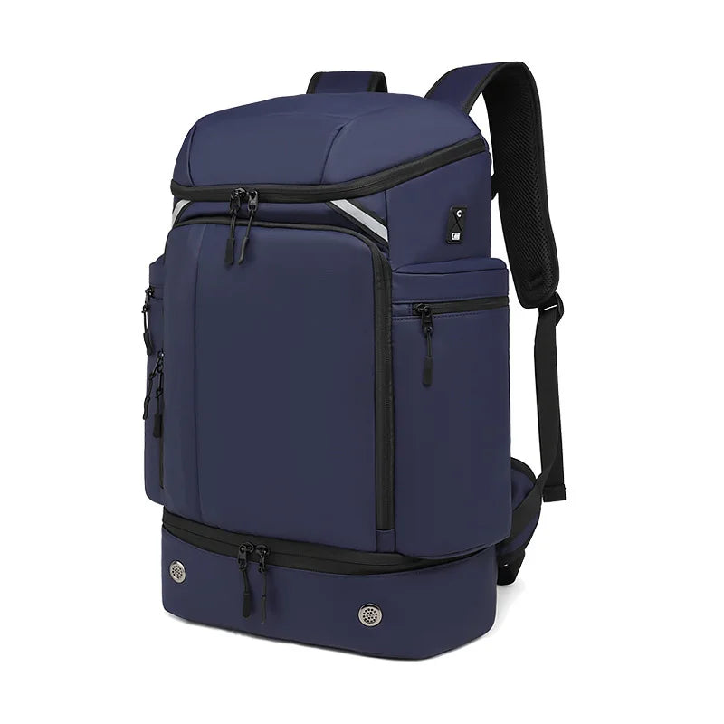 Sac à dos de voyage 50L avec compartiment chaussures bleu