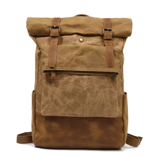 Sac à dos de voyage baroudeur en toile beige