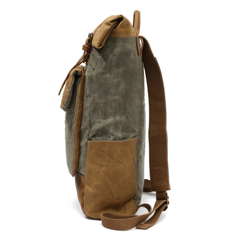 Sac à dos de voyage baroudeur en toile vert