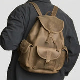 Sac à dos de voyage en cuir de vache beige