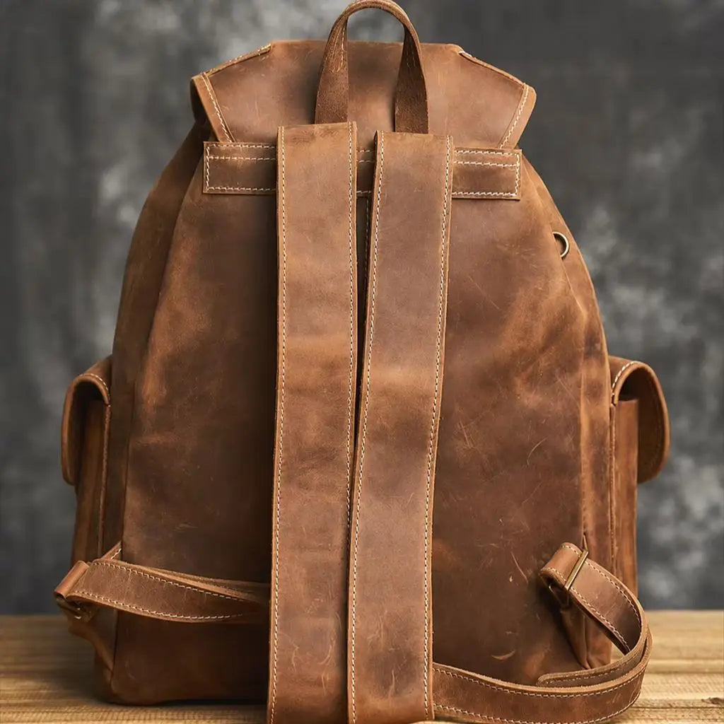 Sac à dos de voyage en cuir maron