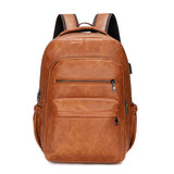 Sac à dos de voyage multi-poches en cuir camel