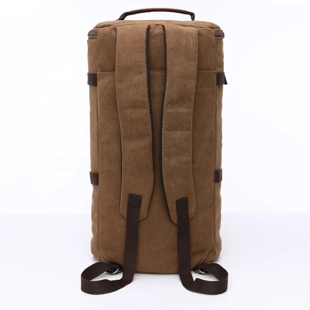Sac à dos de voyage polochon en toile beige