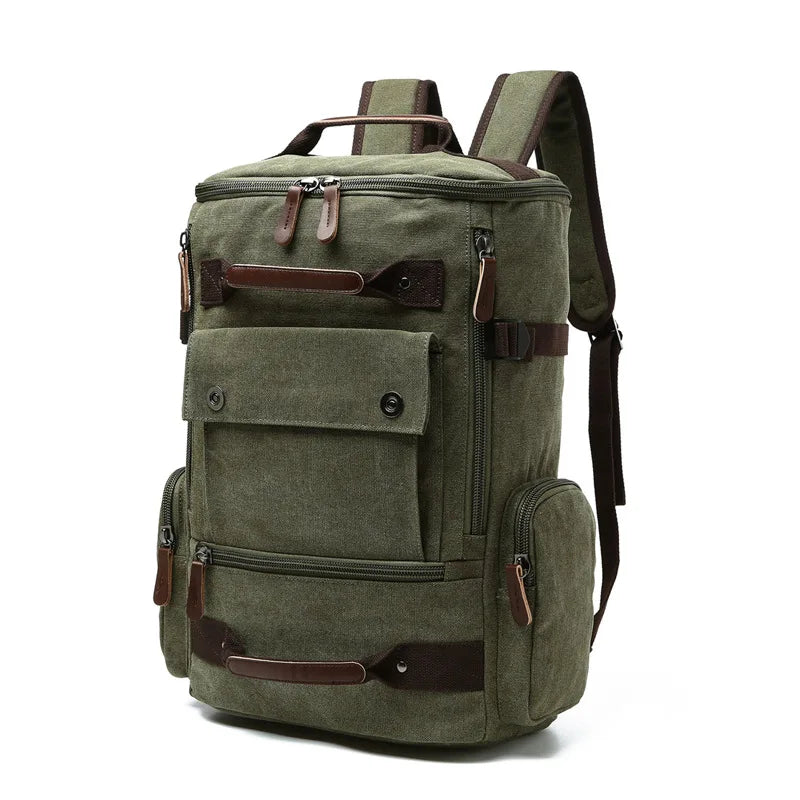 Sac à dos de voyage unisexe en toile vert