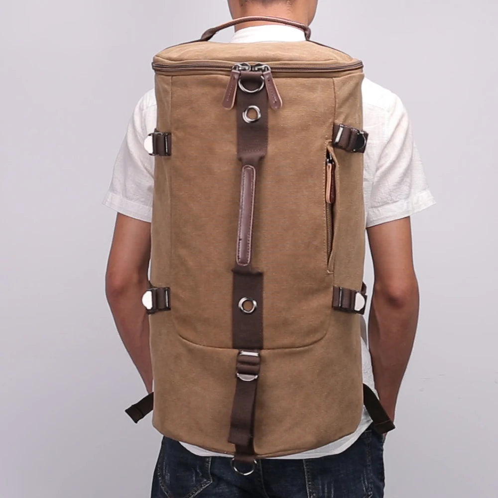 Sac à dos de voyage vintage en toile beige
