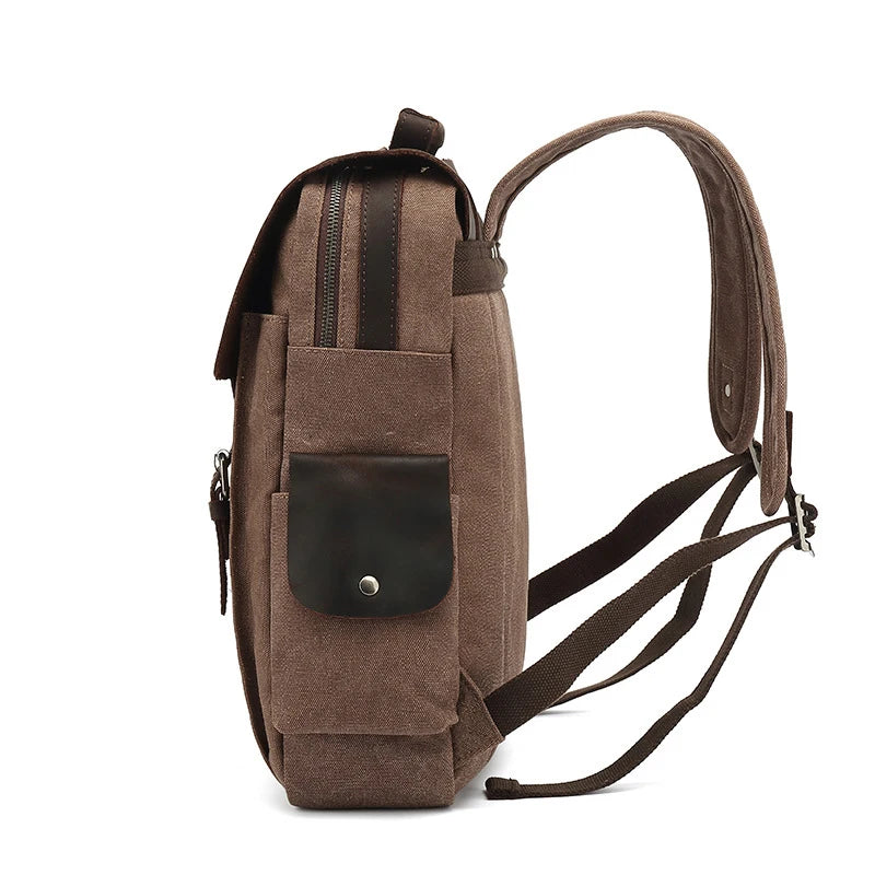 Sac à dos en toile avec sangles cuir beige