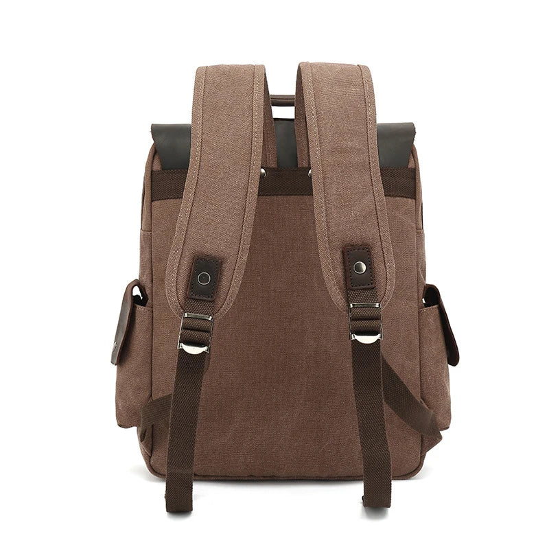 Sac à dos en toile avec sangles en cuir 