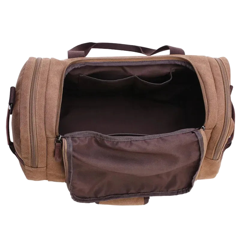 Sac fourre-tout de voyage en toile café